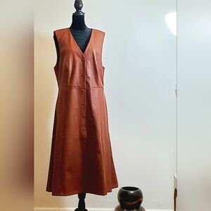 Steve Madden Brown Leather Midi Dress